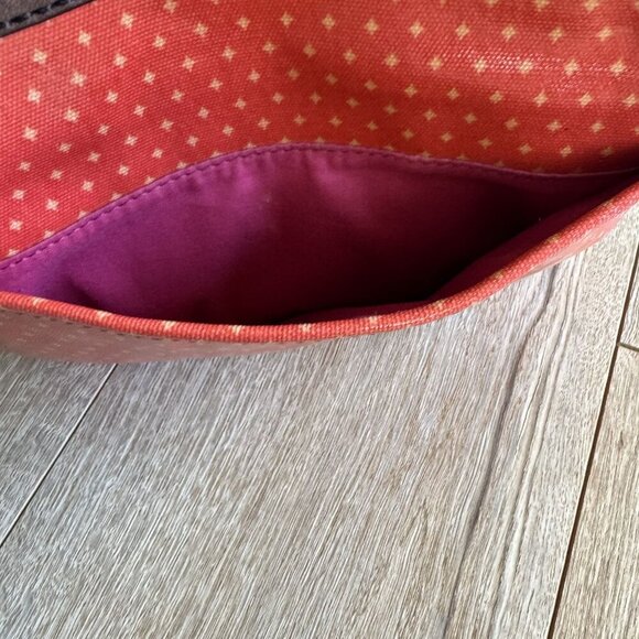 Vintage Fossil Key-Per Coated Leather Orange Tan Star Polka Dot Crossbody Bag - Picture 7 of 14